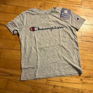 New gray Champion T-shirt, kids size.